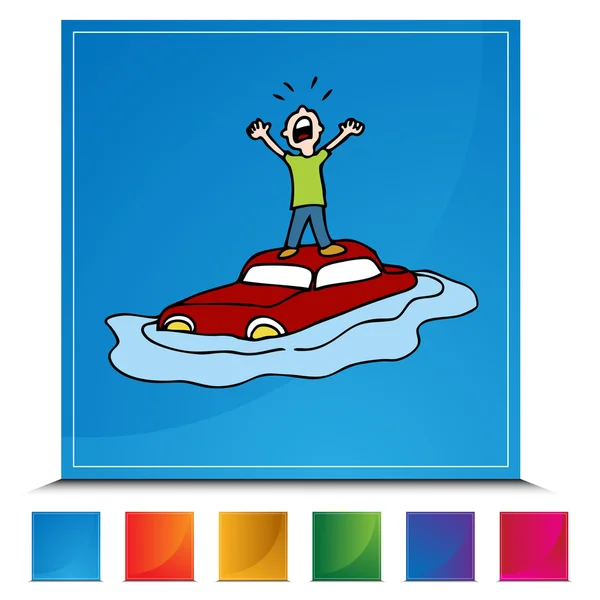 Juego de botones de coche inundado — Vector de stock