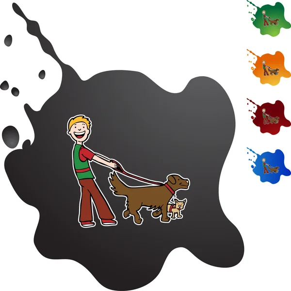 Dog Walker web icon — Stock Vector
