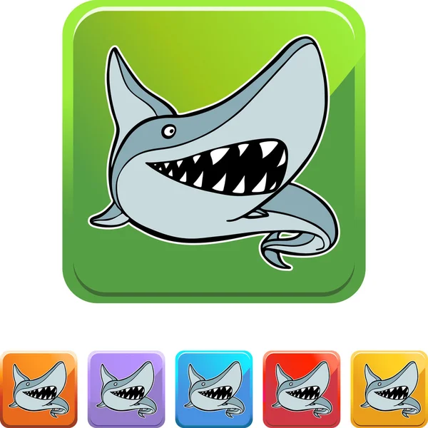 Köpek balığı web düğmesi — Stok Vektör
