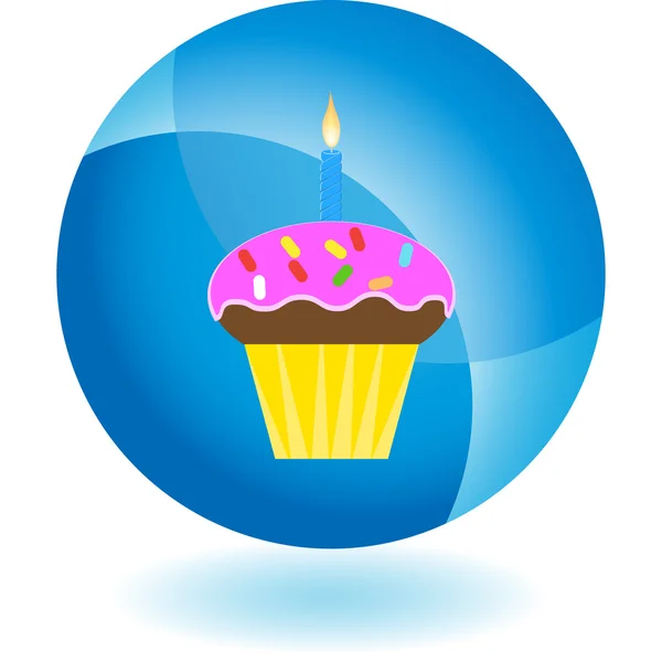 Cumpleaños Cupcake botón web — Vector de stock