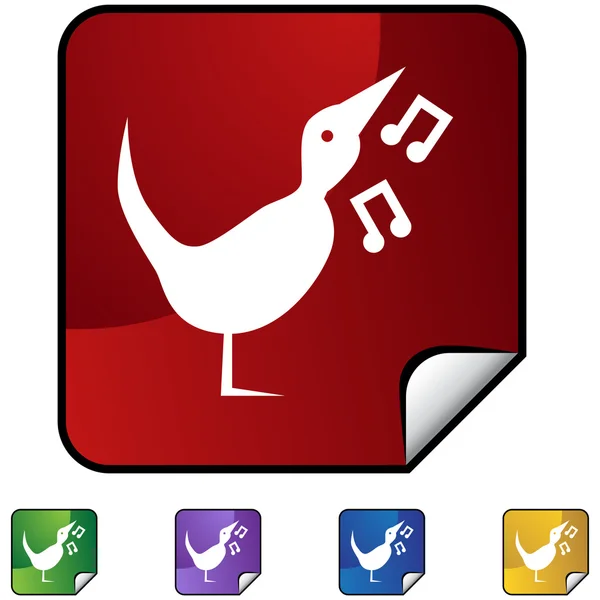 Bouton icône oiseau chanteur — Image vectorielle
