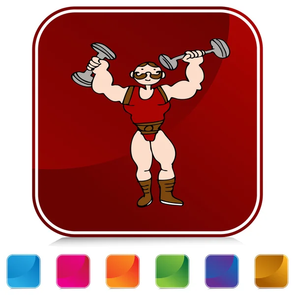 Strongman színes gomb — Stock Vector