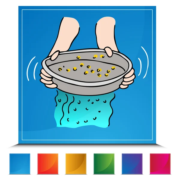 Panning for Gold Button Set — Stock Vector