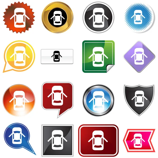 Conjunto de iconos de alerta de puerta de coche abierta — Vector de stock