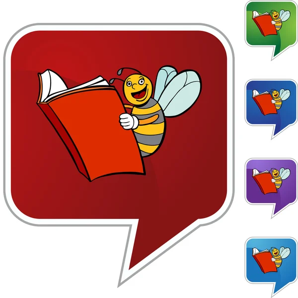 Кнопка Bee Reading Web — стоковый вектор