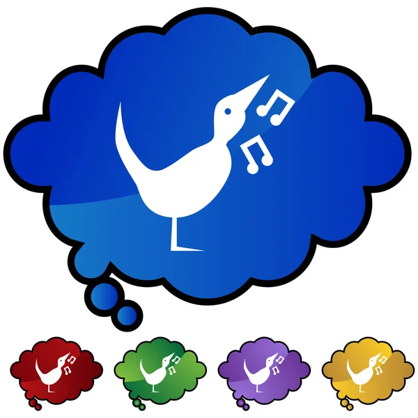 Cantando botón icono de pájaro — Vector de stock