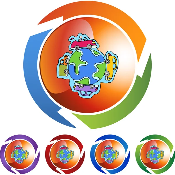 Car Globe web icon — Stock Vector