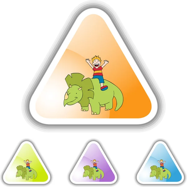 Triceratops e icona web ragazzo — Vettoriale Stock