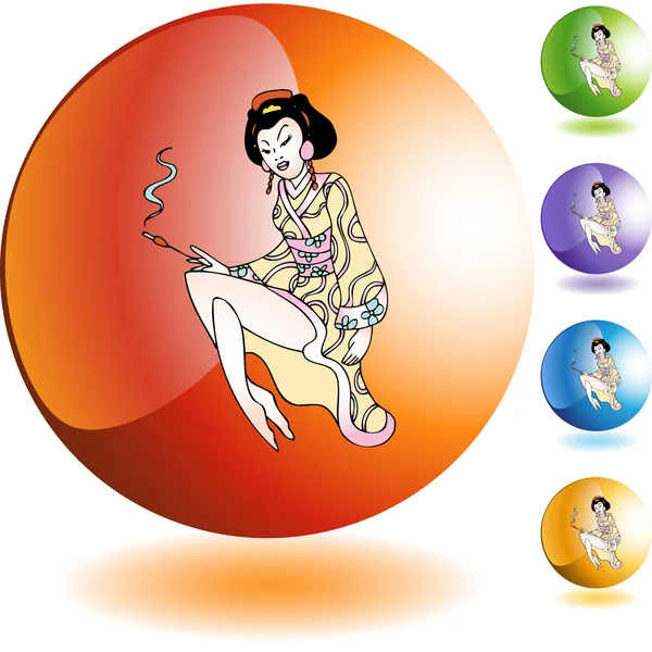 Geisha botón icono — Vector de stock