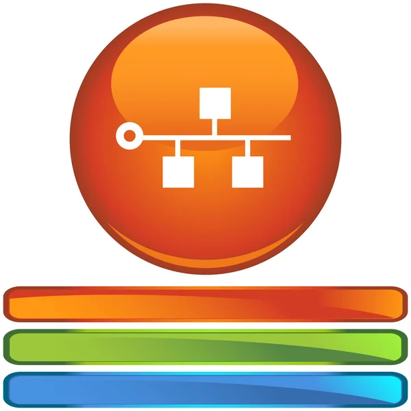 Ethernet botón de icono de columna vertebral — Vector de stock