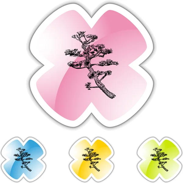 Bonsai Tree web knop — Stockvector