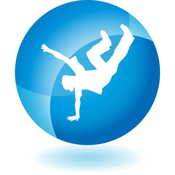 Break Dancer web button — Stock Vector