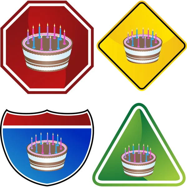 Verjaardag Cake kleurrijke pictogrammen — Stockvector