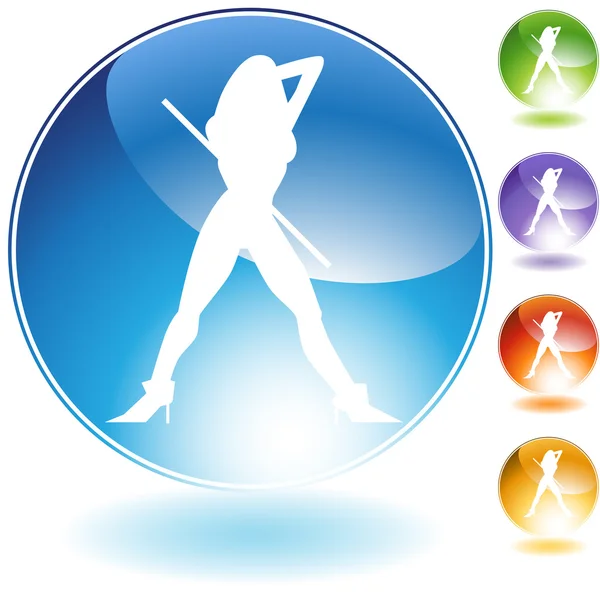 Female Cane Dancer Crystal Icon — Stock Vector