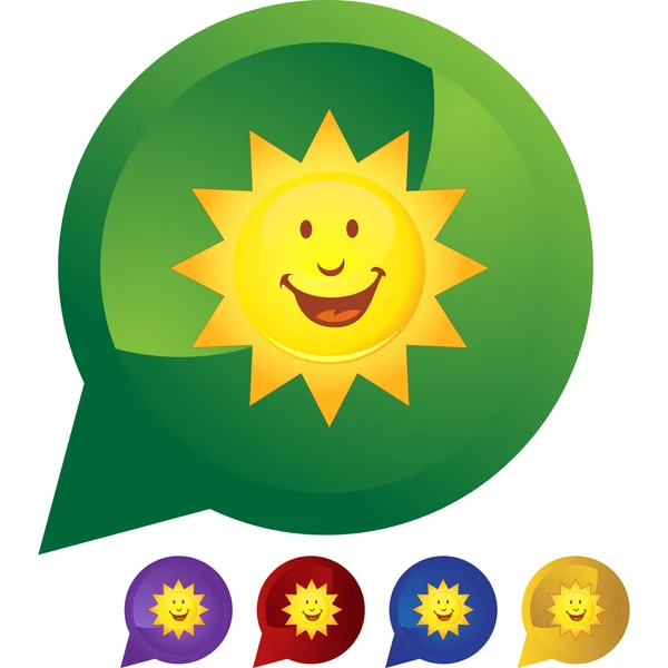 Sonriente icono web Sol — Vector de stock