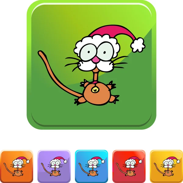 Petit chat dans le chapeau de Père Noël — Image vectorielle