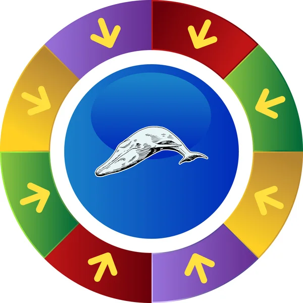 Pulsante web balena — Vettoriale Stock
