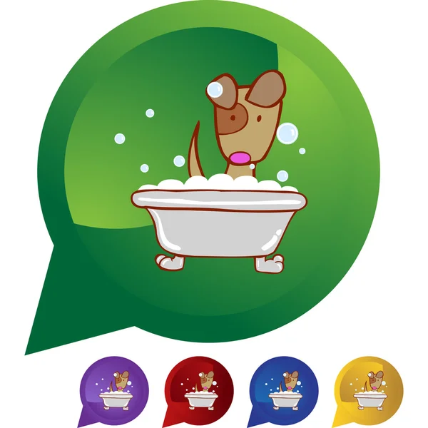 Chiot dans le bouton web Bath — Image vectorielle