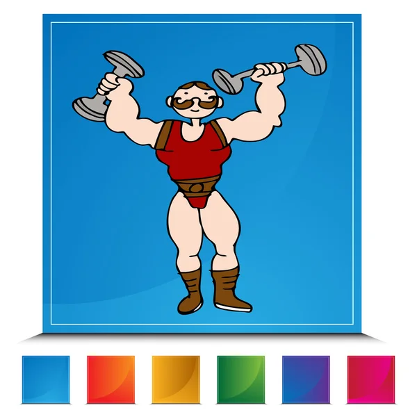 Botón colorido Strongman — Vector de stock