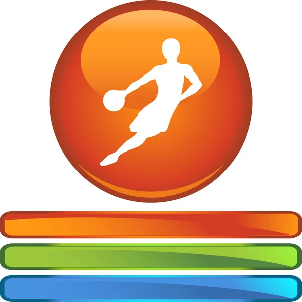 Botón web de baloncesto — Vector de stock