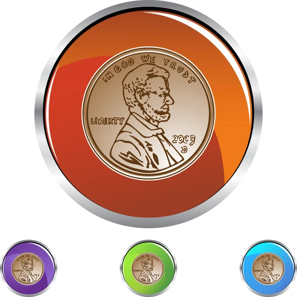 Penny icon button — Stock Vector