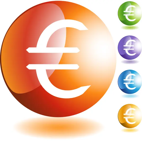 Euros Money Sign  web button — Stock Vector