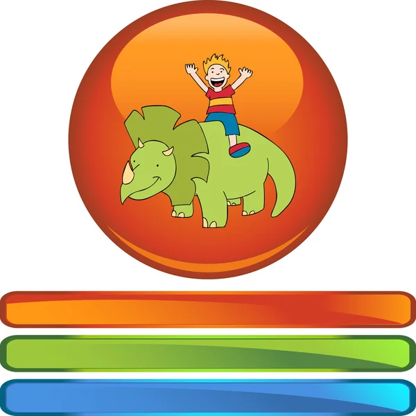 Triceratops y chico icono web — Archivo Imágenes Vectoriales