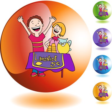Web simgesi limonata standı ve çocuklar