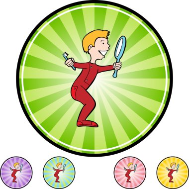 Adam dişlerini fırçalıyor.