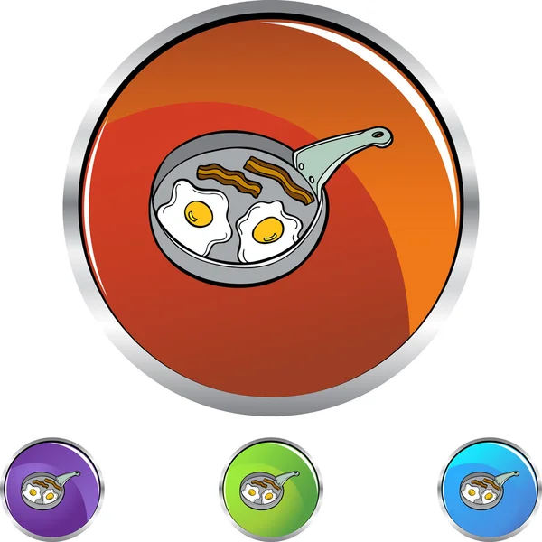 Bacon Egg Pan botão web — Vetor de Stock