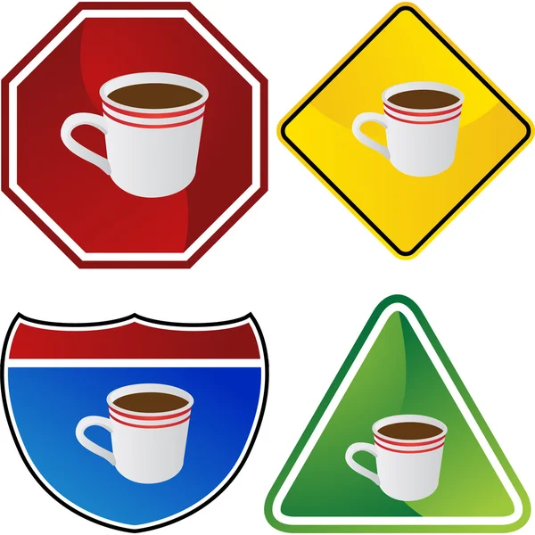 Taza de café botón web — Vector de stock