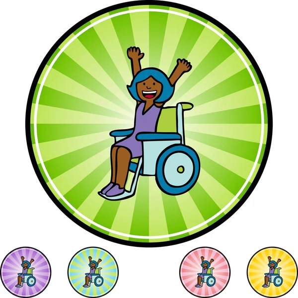 Disabled Girl button — Stock Vector