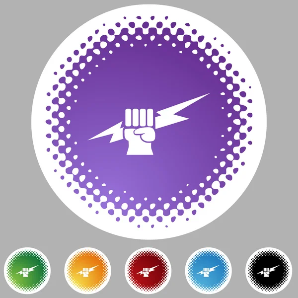 Lightning fist web button — Stock Vector