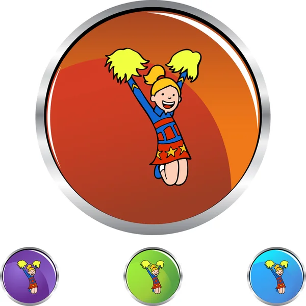 Cheerleader web button — Stock Vector