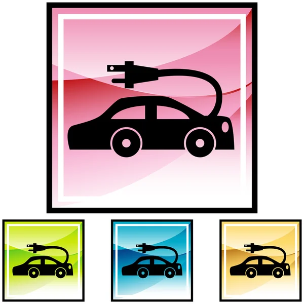 Botón icono de coche eléctrico — Vector de stock