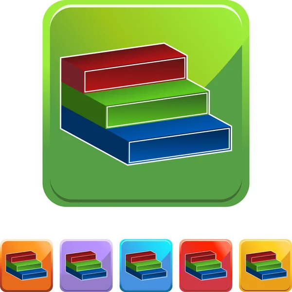 Pulsante web a tre passaggi — Vettoriale Stock