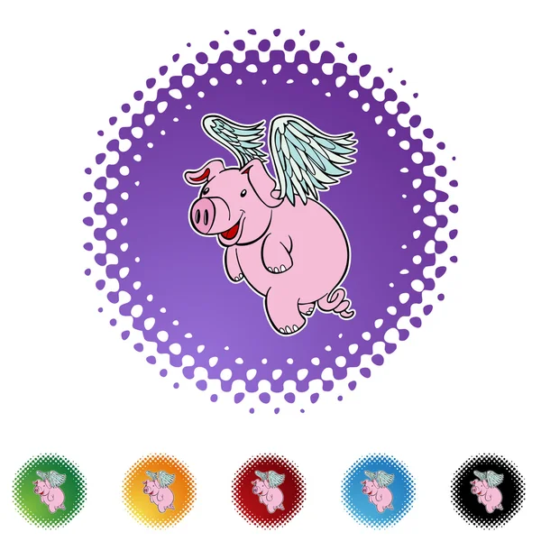 空飛ぶ豚の web アイコン — ストックベクタ