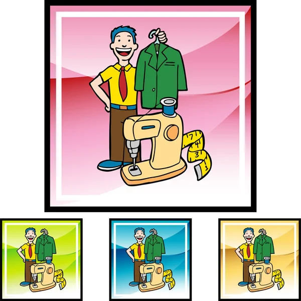 Tailor with a costume — Stock Vector