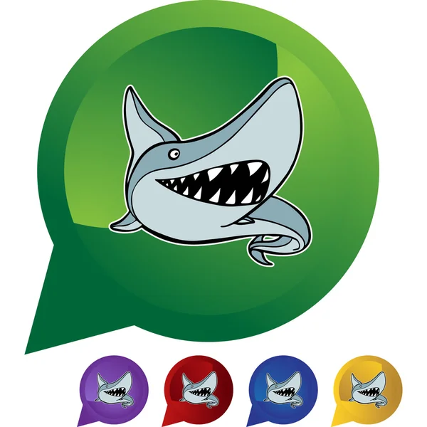 Tiburón botón web — Vector de stock