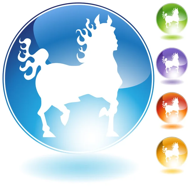 Icono de cristal de caballo de fuego — Vector de stock