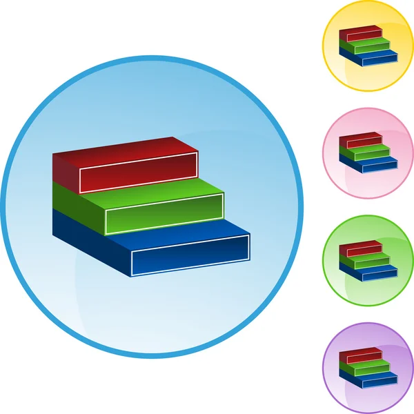 Drie stappen web knop — Stockvector