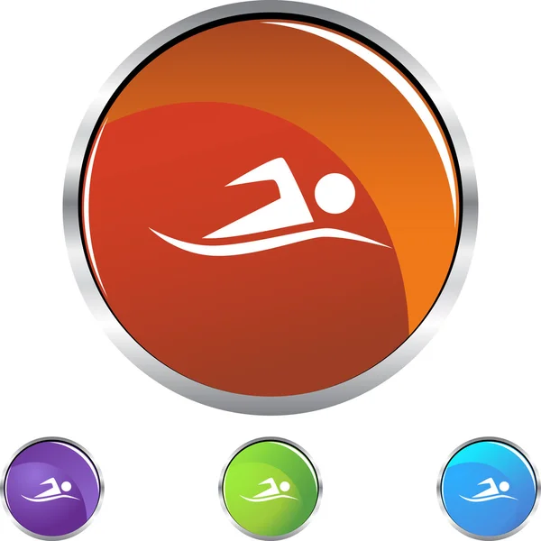 Swimmer web button — Stock Vector