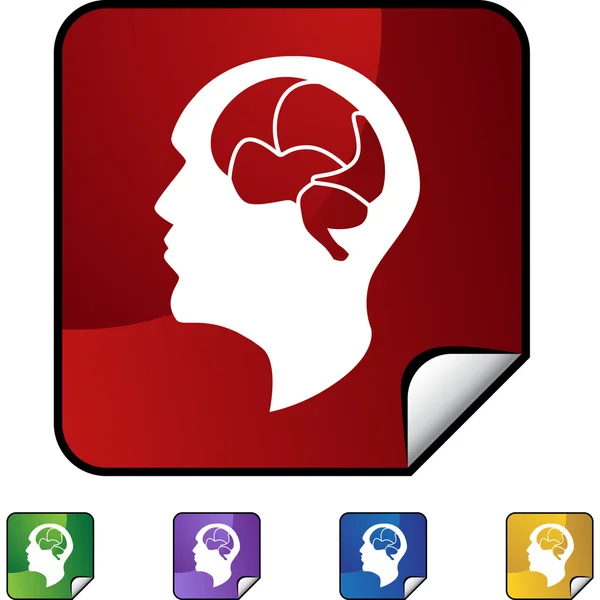 Brain icon web button — Stock Vector