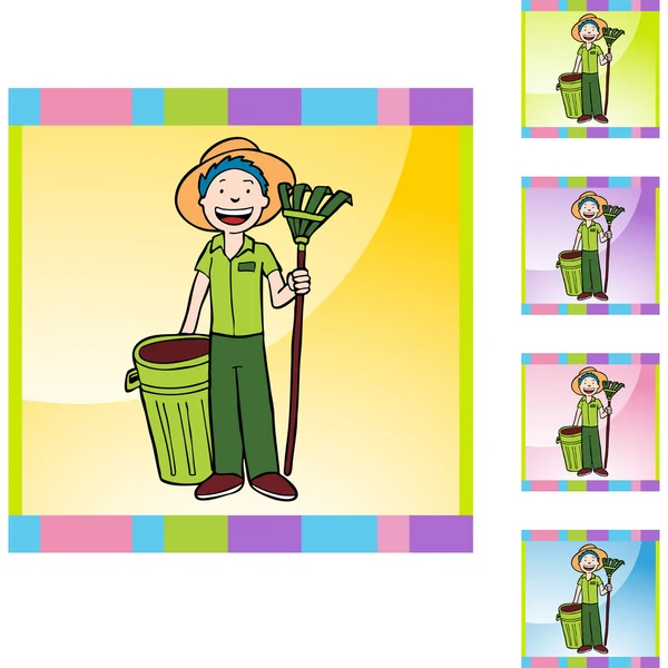 Gardener icon button — Stock Vector