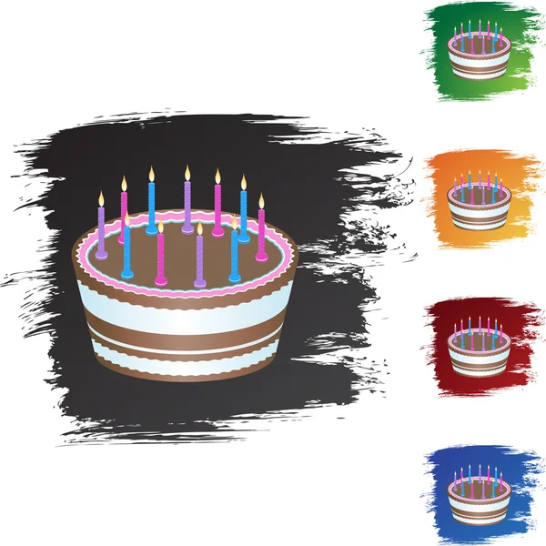 Doğum günü pastası renkli simgeler — Stok Vektör