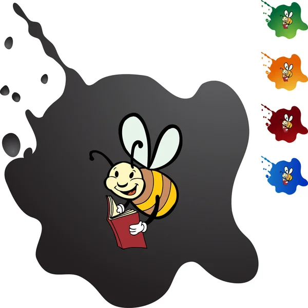 Bee Reading botón web — Vector de stock