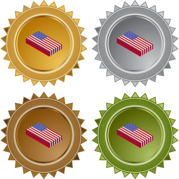 American Flag  web button — Stock Vector