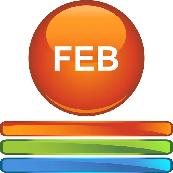 Febrero botón web — Vector de stock