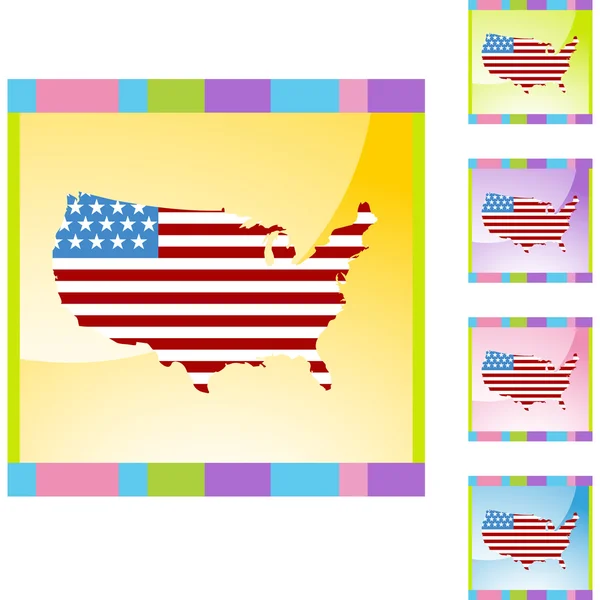 Ameryka flaga ikona mapy — Wektor stockowy