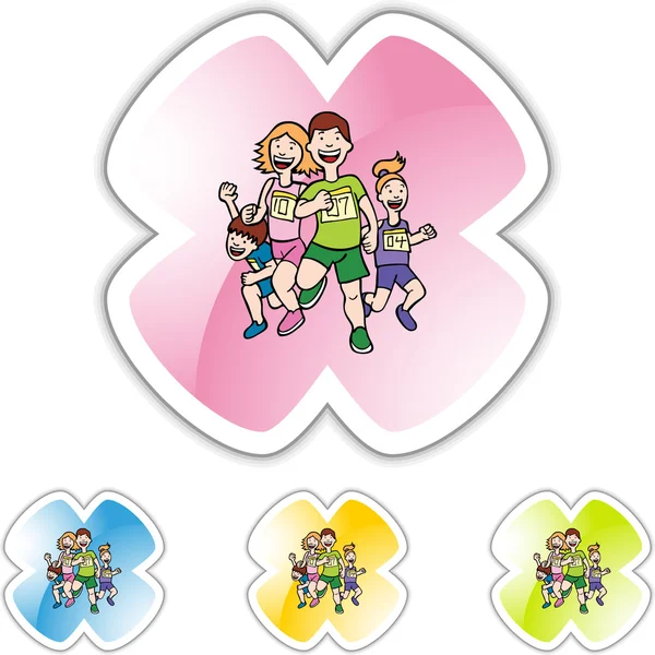 Familia corriendo icono web — Vector de stock